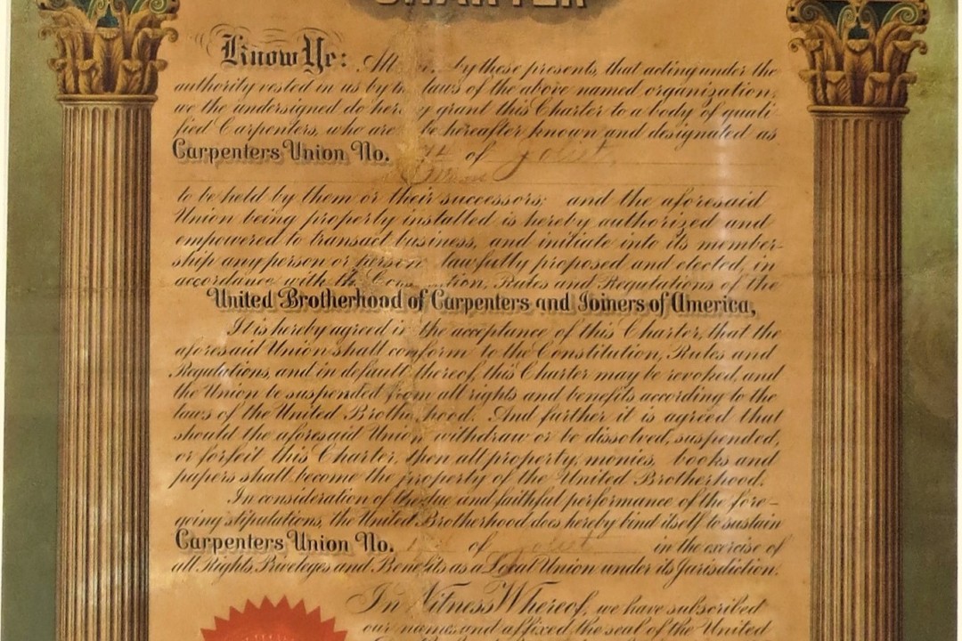 The United Brotherhood of Carpenters & Joiners charter