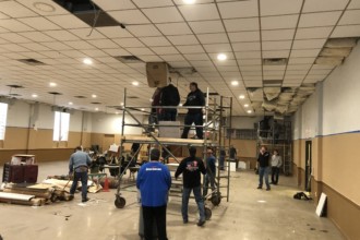Ceiling tile install at Joliet VFW