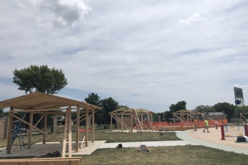 Local 174 Members Volunteer To Construct Splash Pad Shelters