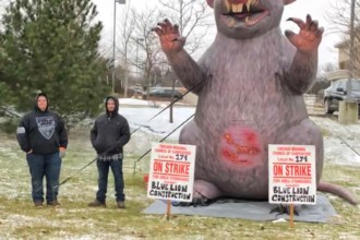 Blue Lion Construction picketers and Scabby